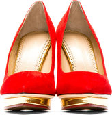Thumbnail for your product : Charlotte Olympia Red Suede Debbie Pumps