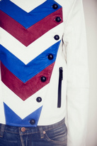 Thumbnail for your product : April May April, May Chevron Stripe Leather Jacket