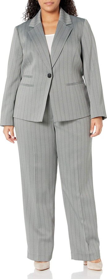 Womens 2 Piece Formal Business Suit Office Work Blazer Jacket Skirt Suit Fully Lined Grey 14-22 