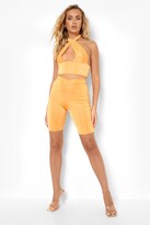 Thumbnail for your product : boohoo Slinky Wrap Halter Co Ord Top