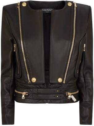 Balmain Structured Leather Jacket