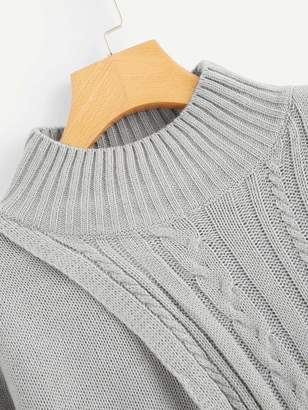 Shein Mixed Knit Asymmetrical Hem Sweater