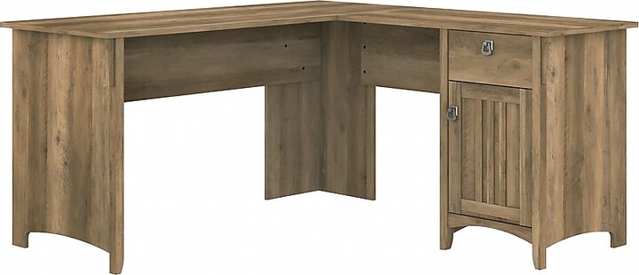 Bush Furniture Salinas 60"W L Shaped Desk with Storage, Reclaimed Pine (SAD160RCP-03)