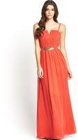 Thumbnail for your product : Little Mistress Pleated Maxi with Gold Leaf Belt