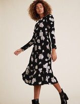 Thumbnail for your product : Marks and Spencer Floral Puff Sleeve Midi Waisted Dress