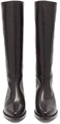Legres - Knee-high Leather Riding Boots - Womens - Black