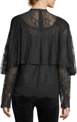 Robert Rodriguez Long-Sleeve Tiered Lace Top