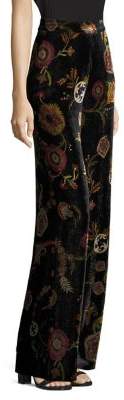 Etro Velvet Floral-Print Trouser