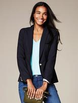 Thumbnail for your product : Banana Republic Navy Lightweight Wool Puff-Sleeve Blazer