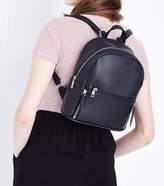 Thumbnail for your product : New Look Black Zip Top Curved Mini Backpack
