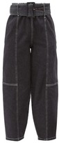 Thumbnail for your product : See by Chloe Belted Cropped Straight-leg Jeans - Black