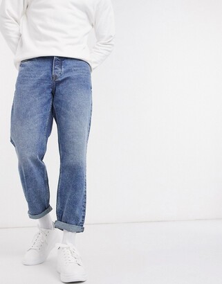 Topman relaxed jeans in mid wash