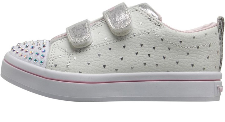 Skechers Infant Girls Twinkle Toes Twi-Lites Heart Cutie Trainers White  Silver - ShopStyle