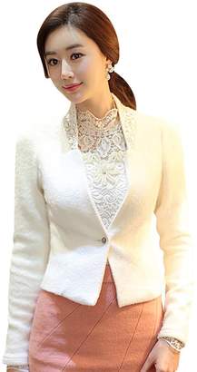 TLZC Women's Elegant Office Wear Rhinestones Collar One Button Wool Blazers US 6