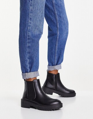 New Look flat chunky chelsea boot in black - ShopStyle