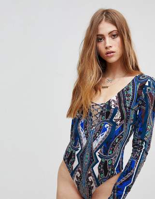 Free People Pick A Place Printed Bodysuit