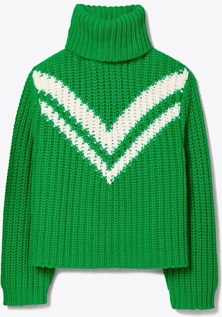 Tory Burch Merino Chevron Turtleneck Sweater - ShopStyle