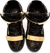 Thumbnail for your product : Giuseppe Zanotti Black & Gold Lorenz High-Top Wedge Sneakers