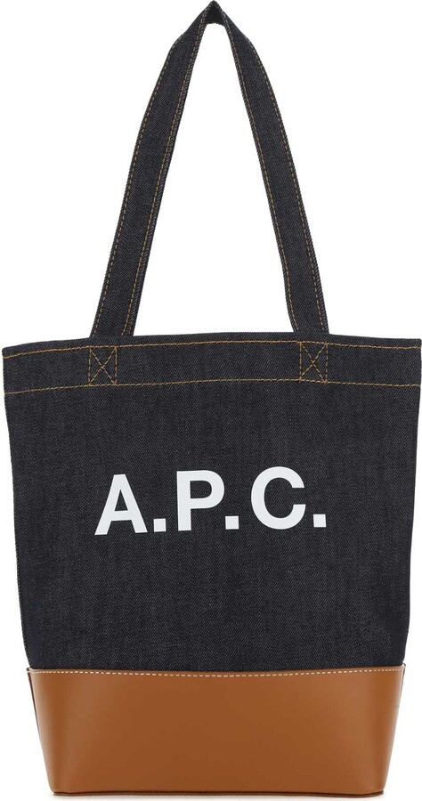 A.P.C. Two-tone Denim And Leather Axelle Shopping Bag