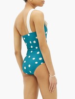 Thumbnail for your product : Adriana Degreas Asymmetric Polka-dot Swimsuit - Blue Print