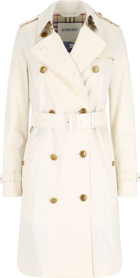 Burberry Double Breasted Gabardine Kensington Trench Coat