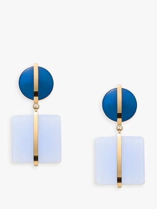 Skagen Two Stone Glass Drop Earrings, Gold/Blue SKJ1575710