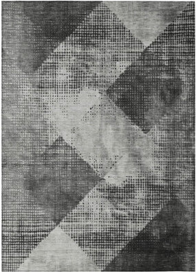 HomeRoots 8' X 10' Gray And Black Geometric Washable Indoor Outdoor Area Rug