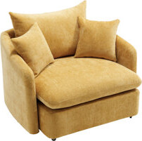 George Oliver Modern Chenille Accent Chairs With 360° Swivel, Large And Comfortable Sofa For Home