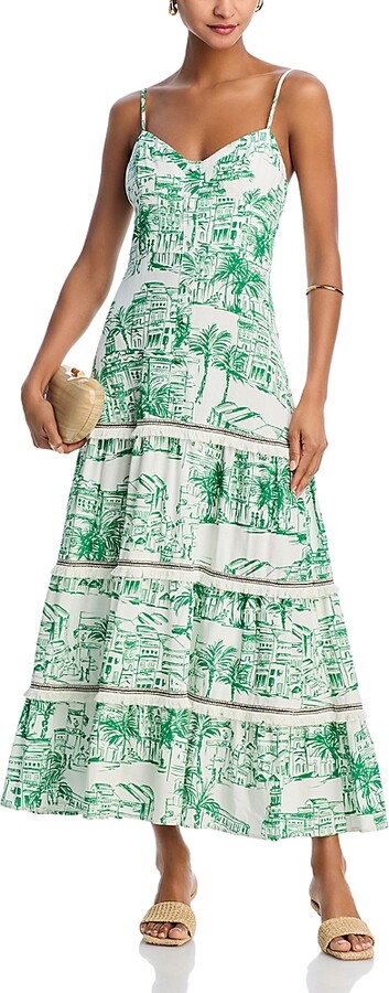 Aqua City Palm Scenic Print Dress - Exclusive