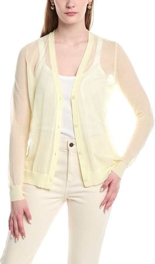 Lafayette 148 New York V-Neck Button Front Wool-Blend Cardigan