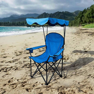 Arlmont & Co. Folding Camp Chairs with Shade Canopy Chair Support 350 LBS