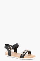 Thumbnail for your product : boohoo Laura Chain Trim Cleated Jelly Flat
