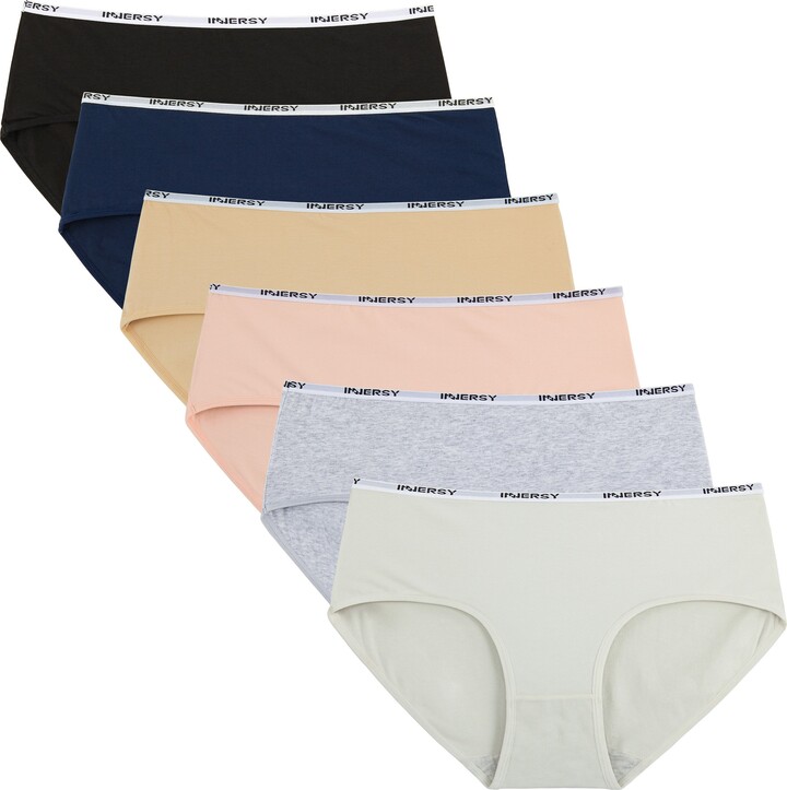 INNERSY 6 Pack Women Underwear Low Rise Stretch Solid Color Briefs Soft