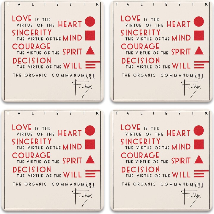 CoasterStone Frank Lloyd Wright Organic Commandment Set of 4 Coasters
