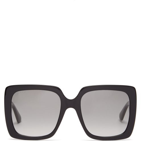 Gucci Crystal-logo Oversized-square Acetate Sunglasses - Black - ShopStyle
