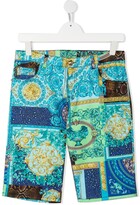 Thumbnail for your product : Versace Children TEEN mixed-print baroque shorts