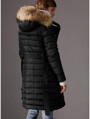 Burberry Detachable Hood Fur Trim Down-filled Puffer Coat