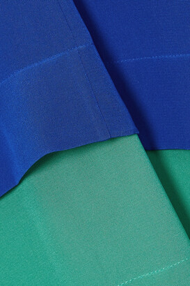 Diane von Furstenberg Hatsu Tiered Color-block Silk Crepe De Chine Mini Shirt Dress - Blue