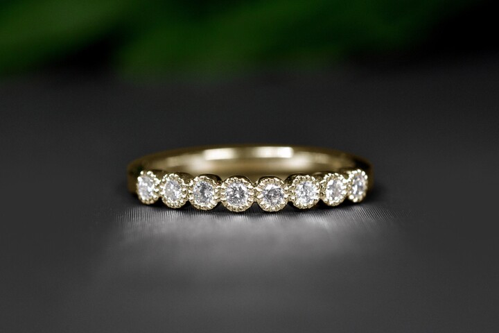 Etsy Diamond Band Dainty Diamond Gold Ring Bridal Jewelry Promise Gift For Her Half Eternity Ring Graduation Gift