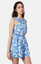 Thumbnail for your product : Topshop Palm Print Cross Front Romper