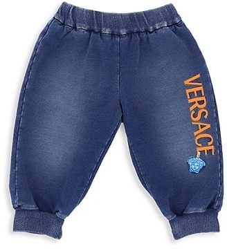 Versace Baby's Denim-Print Logo Track Pants