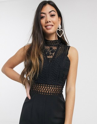 Chi Chi London cutout high neck jumpsuit in black