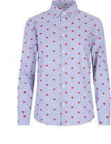 Striped Poplin Shirt With Heart Embroidery