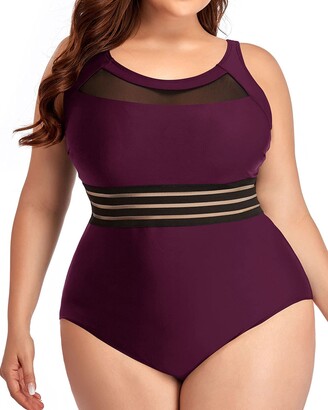 Dokotoo Womens One-Piece Swimsuit Tummy Control Swimwear Colorblock V Neck  Adjustable Straps Shapewear Padded Swimming Costumes Purple L UK 14-16 :  : Fashion