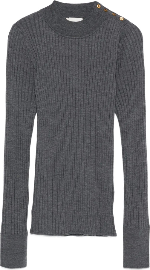 Forte Forte Ribbed Turtleneck Button-Detail Sweater