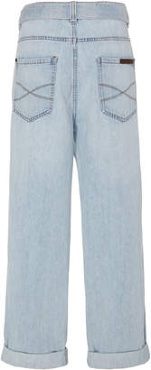 Brunello Cucinelli Belted High-Waisted Cropped Straight-Leg Jeans