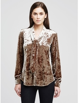 Thumbnail for your product : L'Agence Gisele Crushed Velvet Neck Tie Blouse In Mink