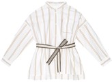 Thumbnail for your product : BRUNELLO CUCINELLI KIDS Striped cotton belted shirt