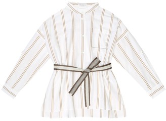 BRUNELLO CUCINELLI KIDS Striped cotton belted shirt