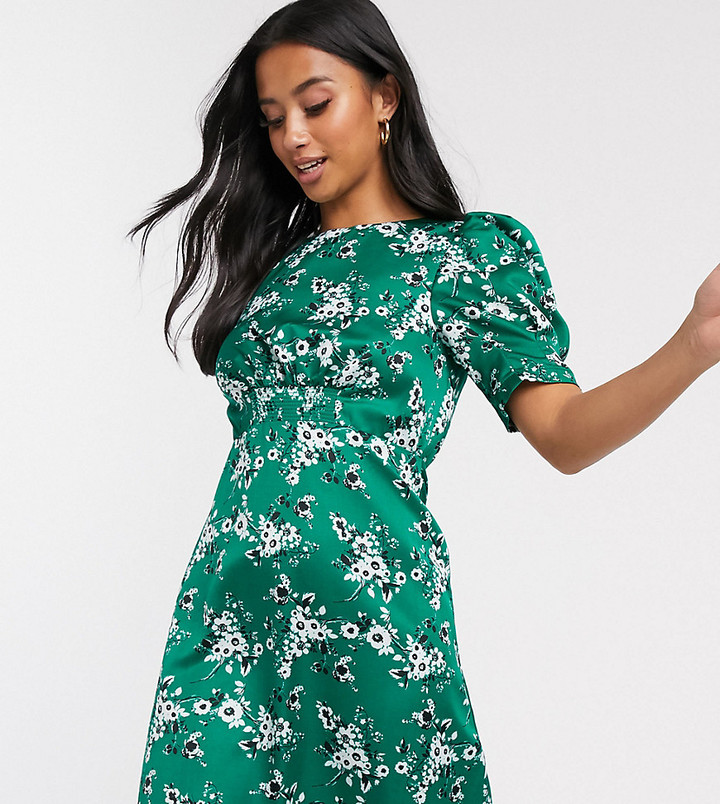 green floral tea dress